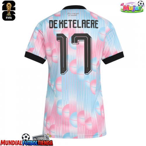 Camiseta Bélgica Charles De Ketelaere #17 Segunda Equipación Replica Mundial 2026 para mujer mangas cortas